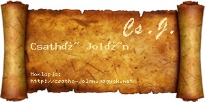 Csathó Jolán névjegykártya